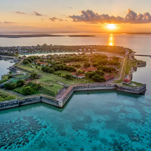 Aerial view of Jaffna Fort and lagoon at sunrise showcasing Jaffna as Sri Lanka's top emerging travel frontier in 2026